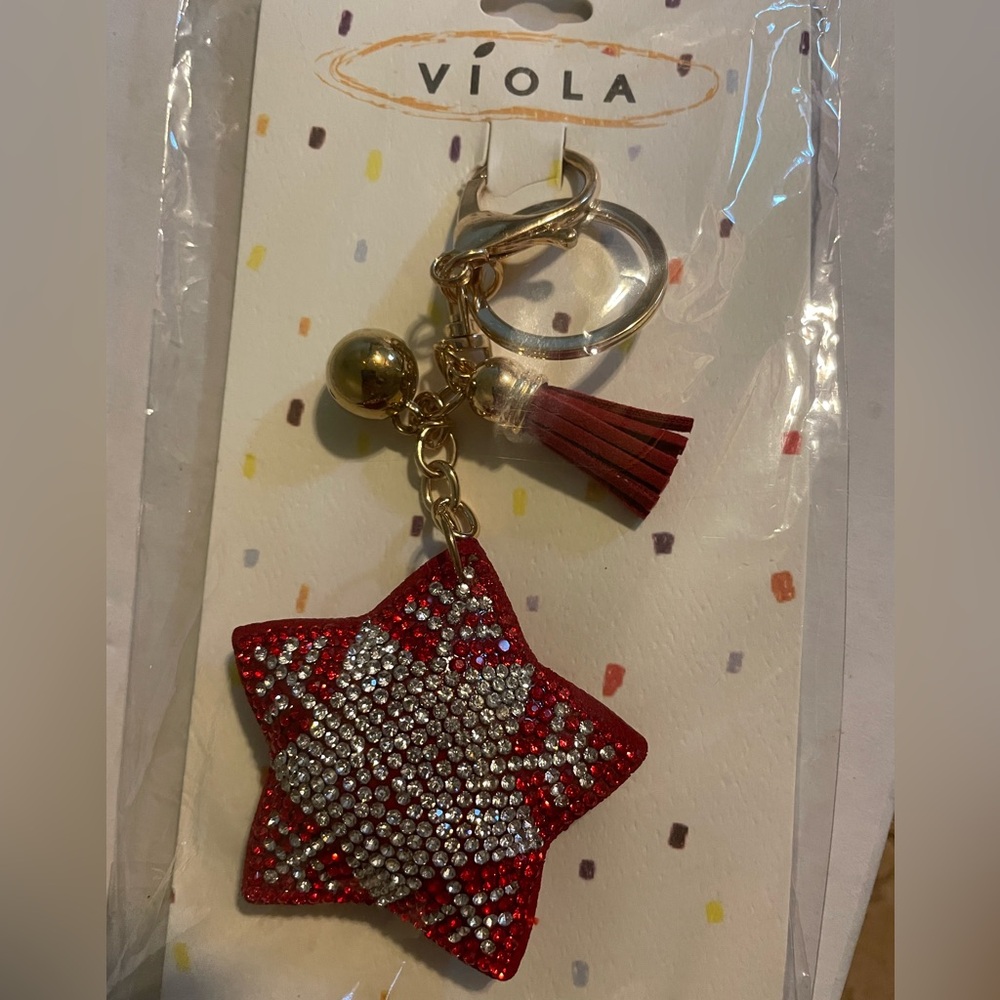 💄Viola Red Star Keychain with Rhinestones